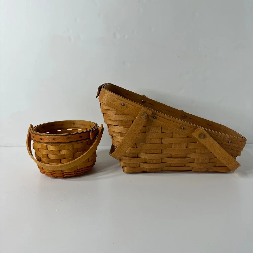 Vtg Longaberger Baskets Medium Vegetable 1991 Little Pumpkin 1997 Single Divider